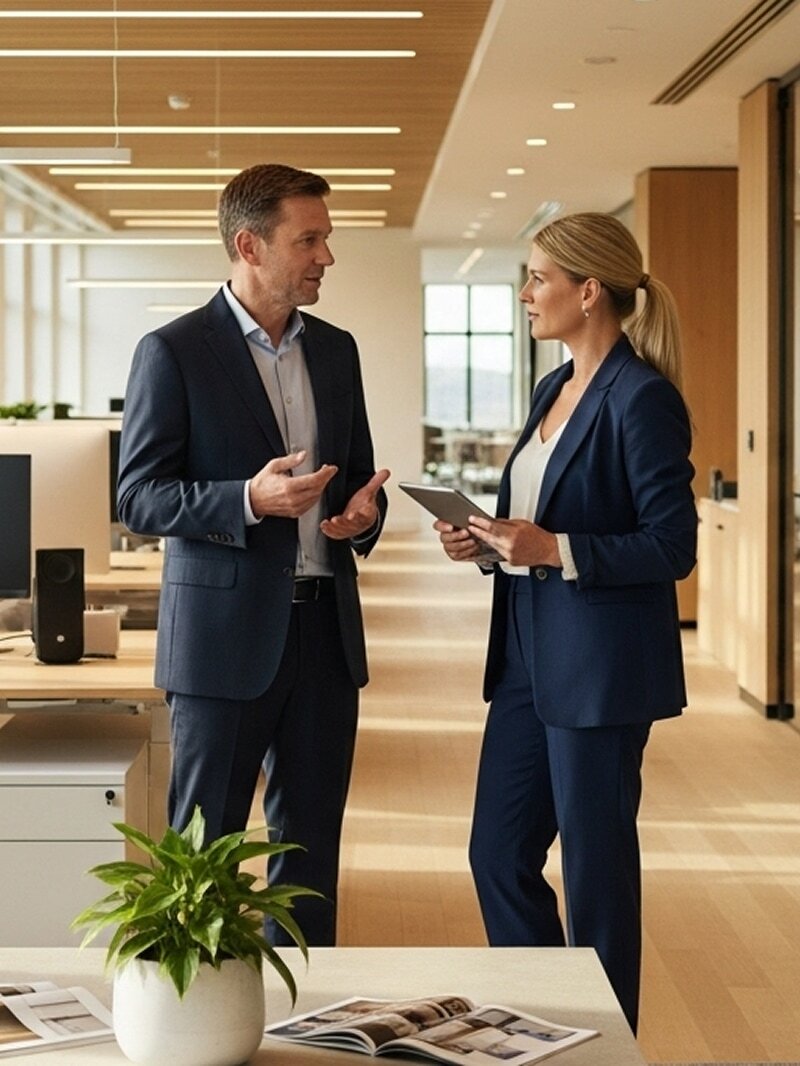 Executive leader preparing for a high-visibility board presentation with advisory support