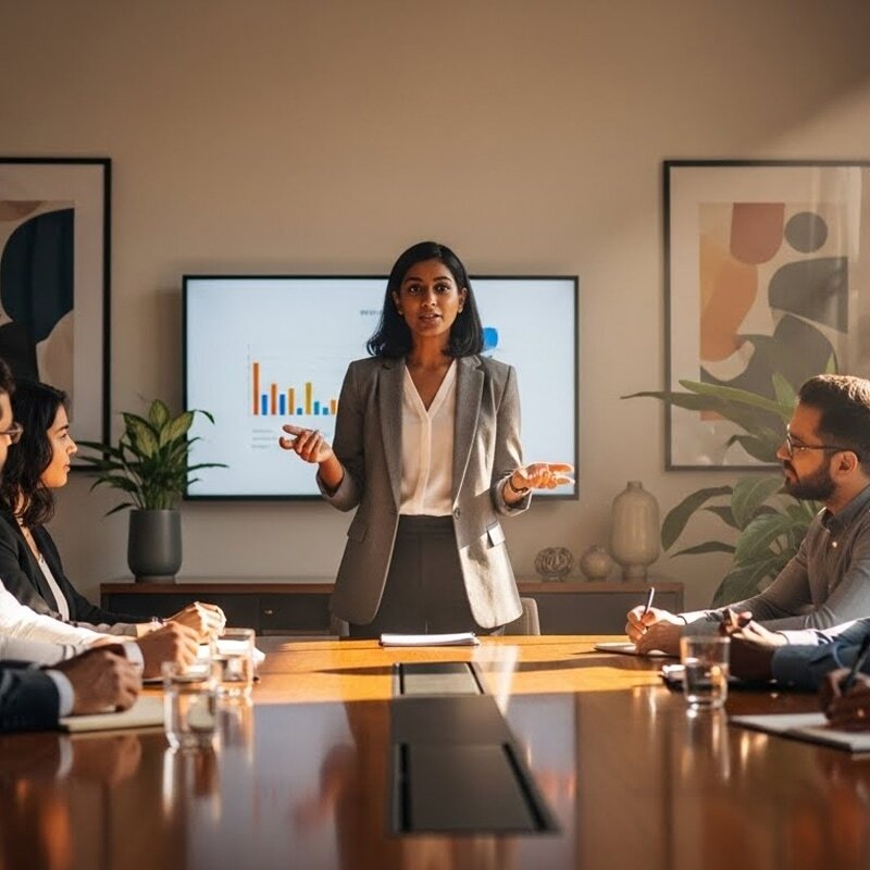 Senior executive building board presence and strategic communication skills with an advisor