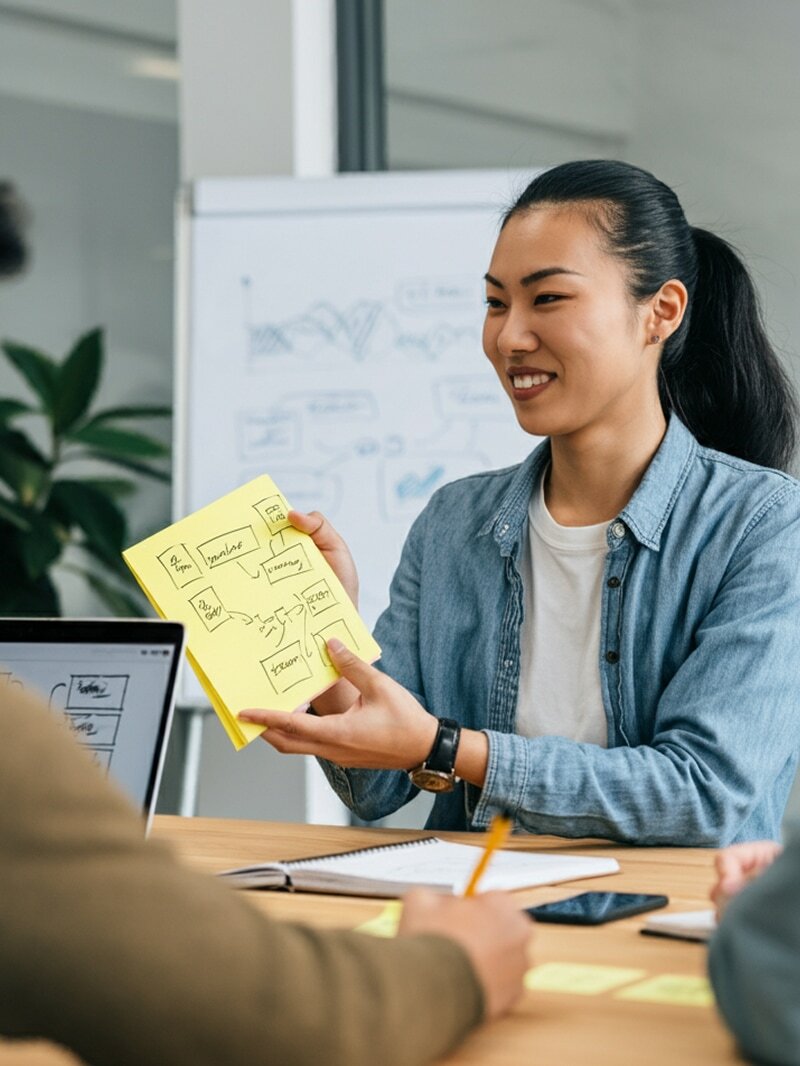 Senior leader in a one-on-one coaching session exploring identity, strengths, and executive performance